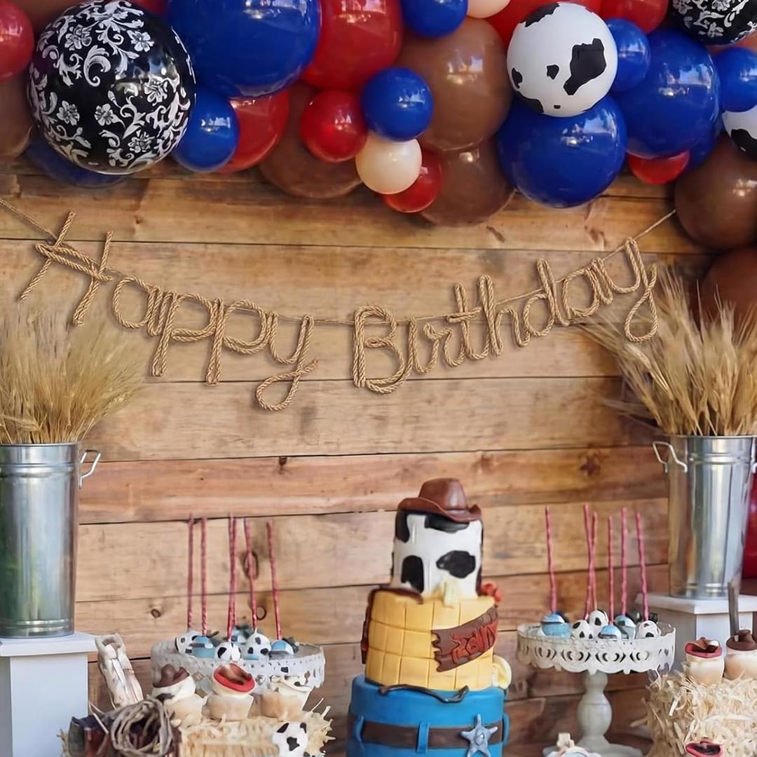 Frienda Western Cowboy Party Decorations Western Happy Birthday Banner Wild West Props for First Party Rodeo Birthday Baby Shower Decor