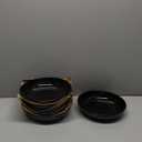 KooK Pasta Bowl, Salad Bowls, Soup, Serving Bowls, Ceramic, Large Capacity, Microwave & Dishwasher Safe, Set of 4, 40 Oz,(Black)