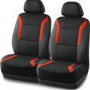 Skechers Memory Foam Leather Car Seat Covers, Air Cool Mesh Thick Seat Covers, Slip-ins Front Seat Cover, Airbag Compatible, Automotive Comfort for Most Cars, Vans, Trucks, SUV,Orange (Black and Orange)