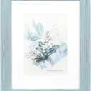 KAIWIN 100% Solid Wood Blue 8x10 Picture Frame 1 Pack - Display Picture 5x7 with Mat, HD Plexiglass Inside, Rustic Wooden Photo Frames for Table Top and Wall Mounting