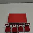 Vintage Dollhouse Furniture Miniature Table and Chairs Set 1/12 Scale Accessories Wood Mini Victorian Dining Chair Set Red Kitchen Decorations Model