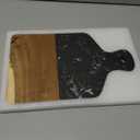 Coloch Marble and Acacia Wood Cutting Board, Black Charcuterie Chopping Board with Handle, Decorative Serving Board for Cheese, Steak, Bread, Fruit