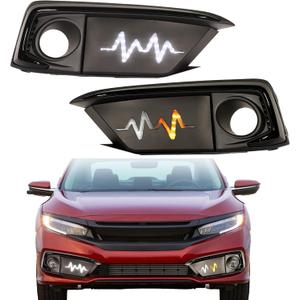 Led Fog Lights Lamp Fit for 2019 2020 2021 Honda Civic Sedan Coupe Turn Signal DRL Light (Civic Sedan19-21)
