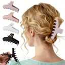 4Pcs Cloud Claw Clips for Women, 4.3 Inch Non-Slip Strong Hold Hair Claws, Unbreakable & Durable TPEE-Silicone Blend, Large Bendable Cozy Hair Clip for Thin/Thick/Curly Hair, All-Day Comfort (Mutil-Color6: Lavender, Pink, Black, Cream)
