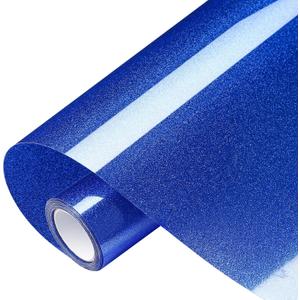 VinylRus Glitter Heat Transfer Vinyl Rolls-10 x 8ft Royal Blue Iron on Vinyl for Shirts,Glitter HTV Vinyl for All Cutter Machine