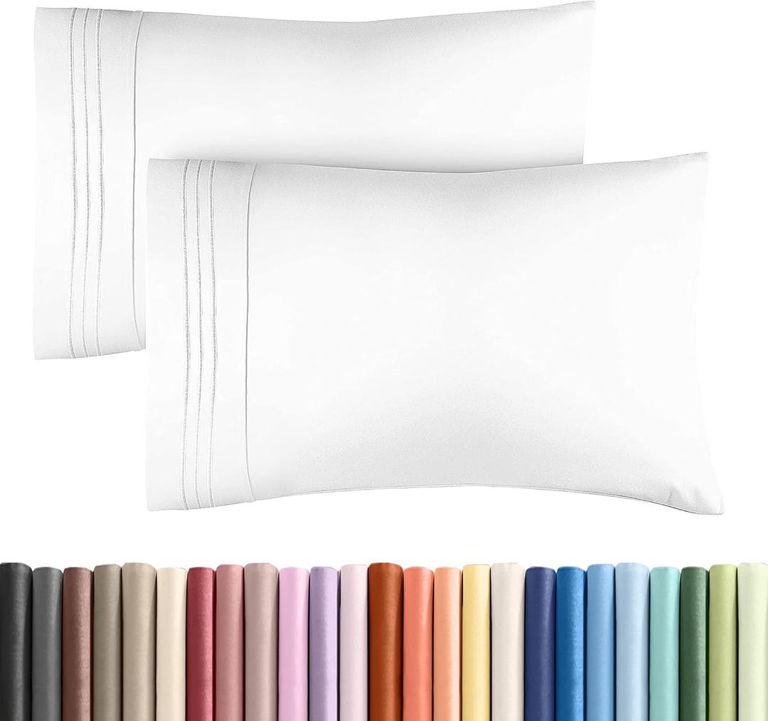 King Standard Pillow Cases Set of 2 - Ultra-Soft Hotel Quality Pillowcase Covers - Comfy, Cozy & Fade Free - Wrinkle Resistant - Machine Washable Pillow Protectors - 2 Piece Set - King Standard White