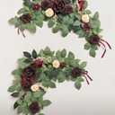 Ling's moment 2Pack 2ft Bordeaux Red Artificial Flowers Garland Lantern Flower Centerpieces Wedding Aisle Decor Chair Burgundy Flowers Arch Floral for Signs Table Cake Decoration（not including lantern