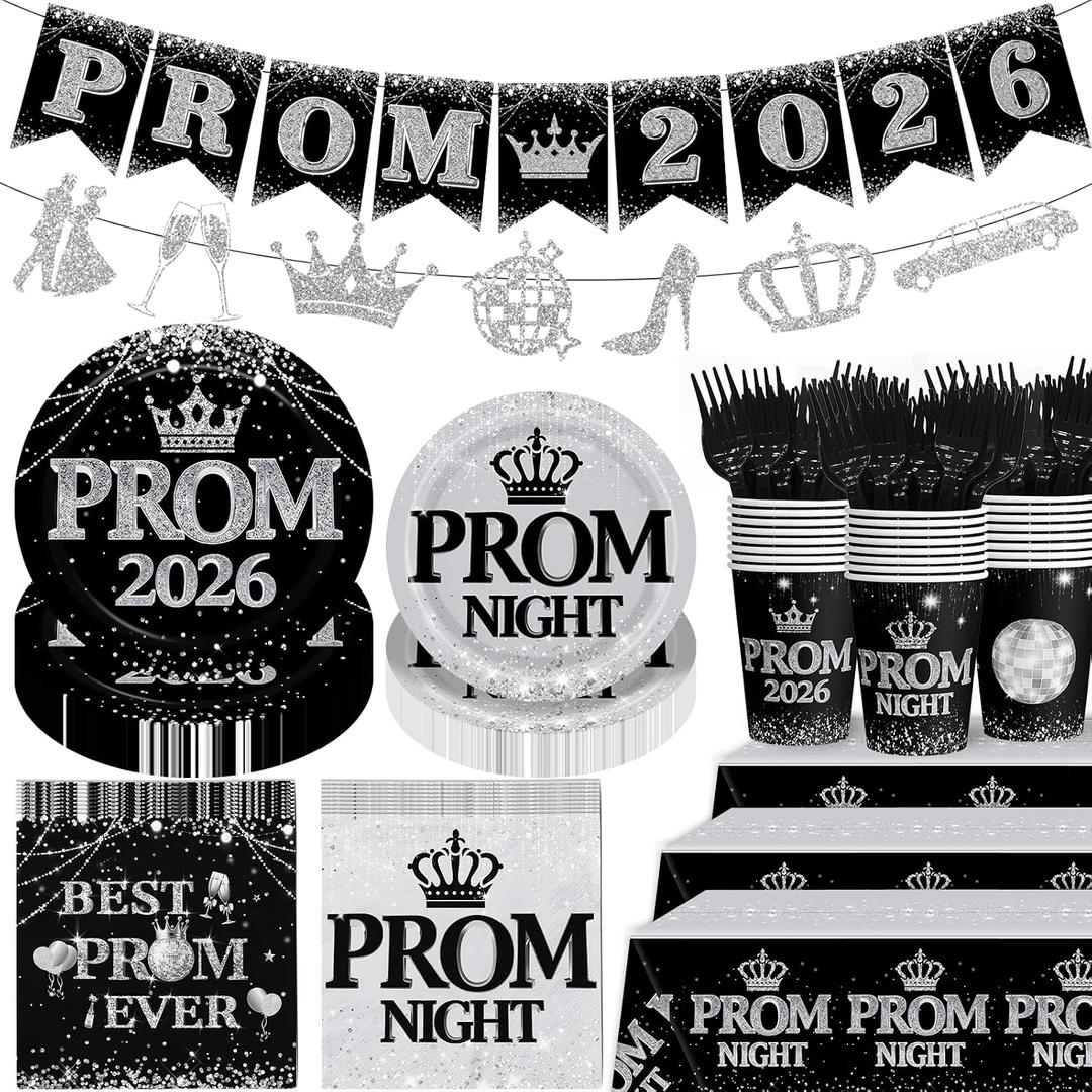 Prom Send Off Decorations 2026: Prom Decorations 2026 Prom 2026 Decorations Include Prom Plates and Napkins Banner Cup Fork Tablecloth for Prom Decorations