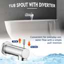 Slip on Extra Long Tub Spout with Diverter Universal Tub Diverter Spout for 1/2" Copper Water Pipe, Brushed Nickel