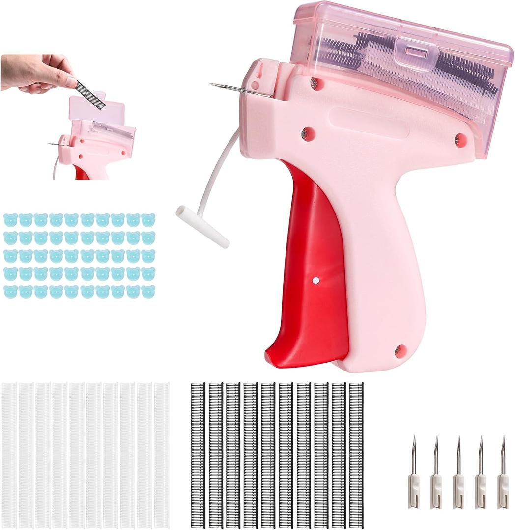 Clothes Stitch Gun Tagging Gun For Clothing For Clothes Single Needle Mini Clothing Embroidery Sewing Gun The Stitchy Quick Stitch Sewing Gun For Clothes 6-Pin Label Gun And 2000 Fasteners Pink