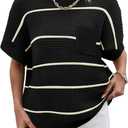 Women 2026 Sweater Vest Mock Neck Batwing Short Sleeve Oversized Ribbed Knit Tops Fall Pullover Sweater S-XXL (Black, S)