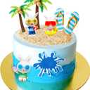 LaVenty Beach Cake Decorations Summer Surfboard Cake Toppers Pool Party Cake Decoration Luau Cake Decoration Hawaiian Cake Decorations for Summer Decorations