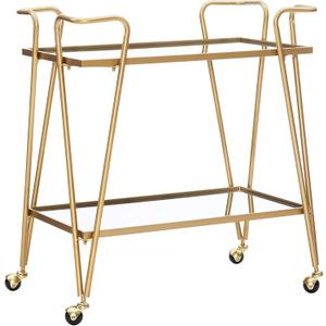 Linon Gina Mid-Century Bar Cart, Gold, unspecified