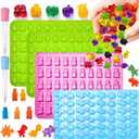 Mini Silicone Candy Molds Kit (0.7 Inch Bite-Sized) -Non-Stick Chocolate & Candy Mold and small ice cubes for Kids, Contains Dinosaur,Fruit,Vegetable Shapes (230 Cavities)- 4 Pieces + 2 Droppers.