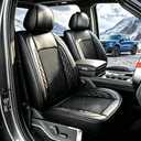 Zaqmru for Ford F150 Seat Covers 2009-2024 2025 2026 F250 F350 F450 2017-2025 2026, Leather Ice Silk Waterproof Trucks Pickup Seat Covers Custom Fit for Ford F150