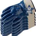 12 Pairs Nitrile Coated Safety Work Gloves, Fuel Gloves for Oil Hauler Blue Chemical & Water Resistant Gloves (Blue)