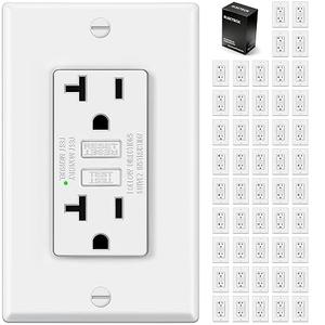 ELECTECK 50 Pack GFCI Outlets 15 Amp, Non-Tamper Resistant, Decor GFI Receptacles with LED Indicator, Ground Fault Circuit Interrupter, Wallplate Included, ETL Listed, White