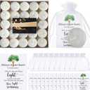 50 Set Funeral Party Favors Memorial White Candles Unscented Funeral Gifts Tealight Candles with Condolence Bereavement Cards and Organza Bags for Guest Celebration of Life Decorations (Classic)