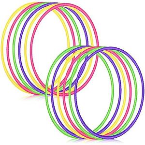 Libima 16 Pcs Toy Color Hoop for Kids, Detachable Adjustable Light Weight Plastic Colored Hoops Toy Circles for Party Games, Dance, Dog Agility
