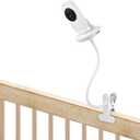 Baby Monitor Holder Compatible with VTech VM819, Flexible Baby Monitor Mount, Crib Clip Mount Without Tools or Wall Damage - White