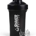 Shaker Bottle,400ml Small Protein Shaker Bottle with Mixing Ball, Portable 14oz GYM Shakes Cup for Workout, BPA free, 100% Leak Proof, Dishwasher Safe Black