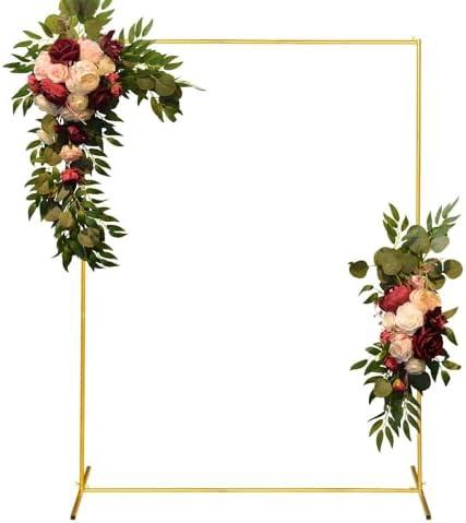 WORFEI Metal Wedding Arch Backdrop Stand 6.6x5 FT Gold Square Balloon Arch Frame for Wedding, Birthday Party, Baby Shower Ceremony Decoration : Patio, Lawn & Garden