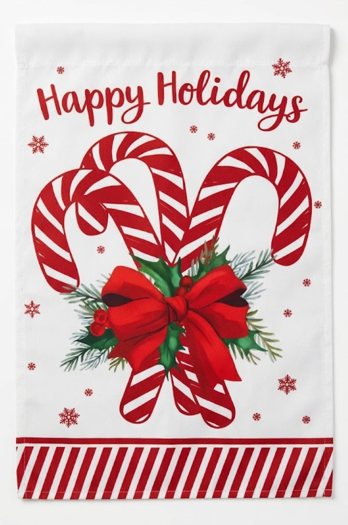 Decorative Garden Flag, Candy Cain, 11.5 in W x 18 In L