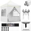 Hoteel 6.6x6.6 Pop Up Canopy Tent Heavy Duty with 4 Sidewalls, Waterproof Party Tent, Easy Set-up Commercial Instant Tents with Hand Bag, Rope & Nail, Hexagonal Leg 