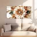 Tarfupth Boho Flower Canvas Wall Art for Living Room White and Brown Large Canvas Prints Botanical Pictures for Bedroom Office Home Decor 20"x40"