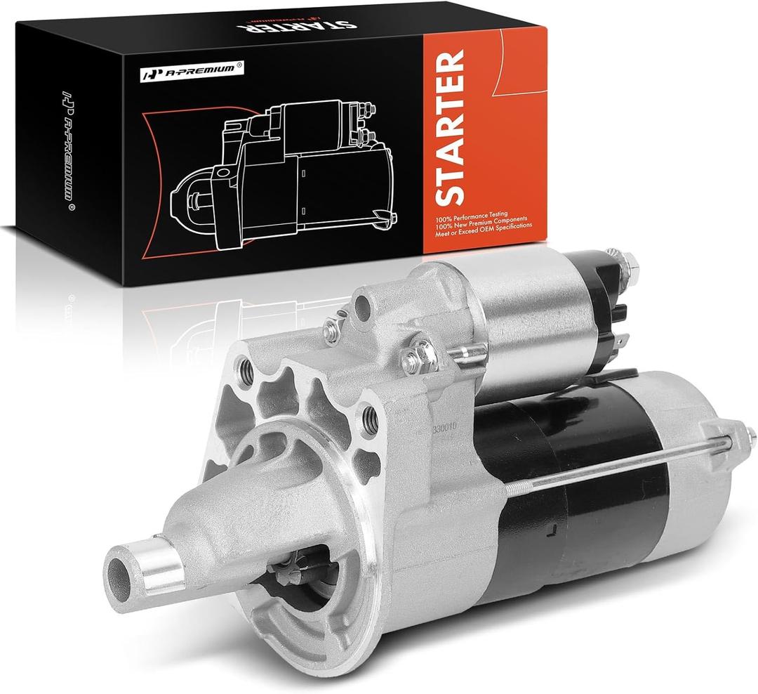 A-Premium Starter Motor Compatible with Jeep Wrangler 2009-2011 & Dodge Grand Caravan 2006-2010, Caravan & Chrysler Town & Country, Pacifica & Volkswagen Routan, 3.3L 3.8L, 12V 1.2 KW 10-Teeth CW