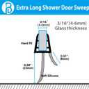 2-Pack Butecare Frameless Shower Door Bottom Seal with Long Sweep for Glass Doors Stop Shower Leaks and Create a Water Barrier (3/16 x 36)