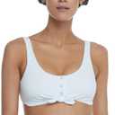 Body Glove Women's Kate Crop Bikini Top Swimsuit with Front Tie (Ibiza Ribbed White), S