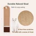 28" Wall Mounted Cat Scratcher for Indoor Cats Vertical Sisal Cat Scratching Board with Self-Grooming Brush & Hanging Toy, Space-Saving Cat Wall Furniture, No-Drill Adhesive or Screw Mount