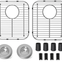 2Pack Stainless Steel Kitchen Sink Grid,13.2" x 11.6" x 1.2" Sink Protectors With Rear Drain Hole,Sink Rack for Bottom of Sink, Anti-rust Metal Sink Bottom Grid With 2Pack Sink Strainers