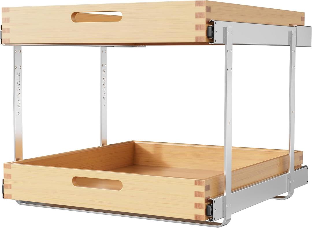 2 Tier Pull Out Drawers for Cabinets 21"W x 21"D, Farmeless&Farme