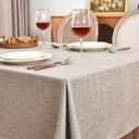 Fitable Faux Linen Tablecloths Rectangle 60 x 120 Inch - 6 Pack Neutral Table Clothes for 8 Foot Tables, Nature Faux Burlap Table Covers for Wedding, Party, Farmhouse, Banquet, Buffet