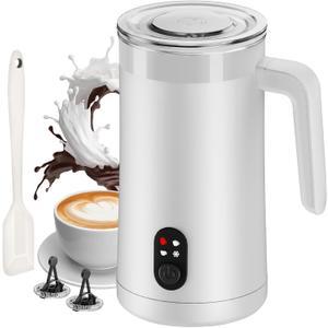 Milk Frother, 4-in-1 Milk Frother and Steamer, 13.5oz/400ml Automatic Hot and Cold Foam Maker and Milk Warmer, Electric Frother for Coffee, Latte, Cappuccino, Macchiato, Matcha(White)