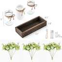 Mkono Mason Jar Lights Centerpiece Table Decor for Dining Room Farmhouse Wood Tray with 3 Jars Flowers Valentines Day Decoration for Coffee Table Kitchen Living Room Wedding