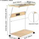 FANXIYQ Computer Tower Stand with Charging Station, Adjustable Height PC Tower Stand for Floor & Carpet, Rolling CPU Holder Cart with Top Shelf, Under Desk PC Cart, White