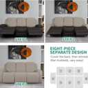 YEMYHOM 8 Pieces Stretch Recliner Sofa Cover Latest Jacquard Reclining Couch Cover with Side Pocket Anti-Slip Fitted 3 Cushion Furniture Slipcovers with Elastic Bottom (Sofa Recliner, Khaki)
