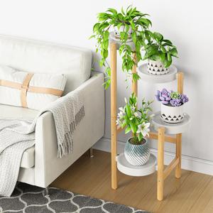 HoVoit Bamboo Plant Stands for Indoor Plants, Tall Plant Stands for Corner Plant Shelf Multiple Flower Holder for Indoor Outdoor Garden Patio Balcony Living Room (4-tier)