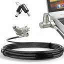 AboveTEK 3-in-1 Universal Laptop Cable Lock, Professional Laptop Security Lock with 2 Keys, Cut-Resistant Steel Locking Cable with 360 Rotating Head, Compatible with K-Slot, Nano & Wedge Slot