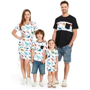 PATPAT Matching Family Outfits Mommy and Me Summer Outfits Short Sleeve Bodycon Dresses and T-Shirts, XL