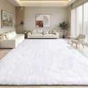 EVOIONOS 10x14 Washable Large Area Rug for Living Room, Fluffy Shag Rug for Bedroom, Ultra Soft Plush Non Slip Carpet for Indoor Floor Bedside Nursery Kids Girl Room Dorm, Home Decor Aesthetic, White