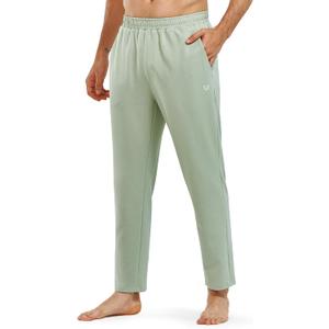 NORTHYARD Men's Yoga Casual Sweatpants Cotton Athletic Lounge Pants Open Bottom Loose Exercise Straight Leg Pant with Pockets (Black, L)