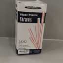 Party Essentials Pack of 300 Disposable Individually Wrapped 10.25 Inches Long Giant Plastic Drinking Straws, Striped Red & White