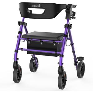 Rollator Walkers for Seniors with Seat, Foldable Rolling Walker Purple