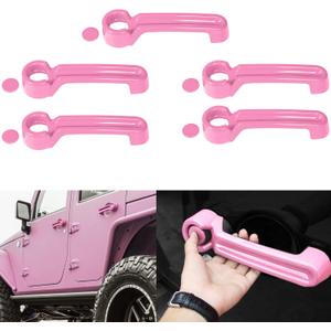 Camoo Door Handle Cover Inserts & Tailgate Handle Cover ABS Exterior Door Accessories for Jeep Wrangler JK 2007-2018 4 Door / 2008-2012 Jeep Liberty / 2007-2011 Dodge Nitro 5pcs (Pink)