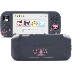 Kuitmor Switch Lite Protective Case, Soft Silicone Protective Shell, Anti-Scratch Protective Cover Case for Switch Lite with 2 Thumb Grip Caps（Purple Kuromi）