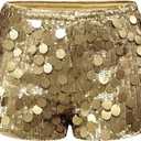 SOLY HUX Women's Y2k Sparkle Mini Shorts High Waisted Bodycon Skorts Party Festival Outfits, Medium